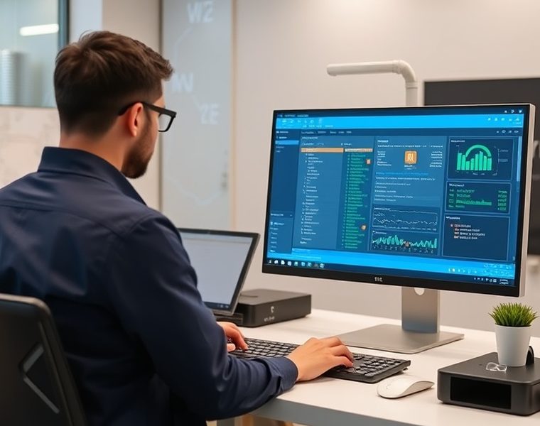 Development team working on terminal software
